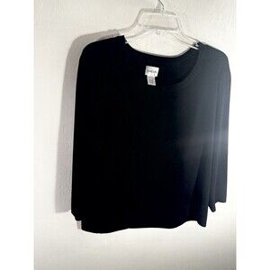 Chico’s Sz 3 Black 3/4 Sleeve Round Neck Pullover Career Sweater Women’s X-Large